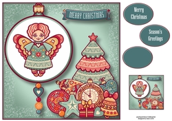 Folk Christmas Bauble - Angel 8x8
