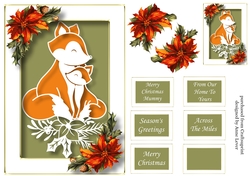 Christmas Faux Paper Cut - Mummy & Baby Fox A5