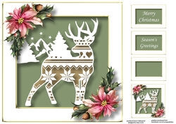 Christmas Faux Paper Cut - Patterned Stag 8x8