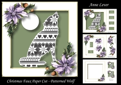 Christmas Faux Paper Cut - Patterned Wolf