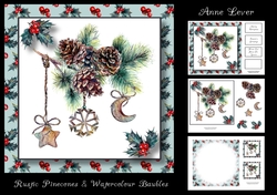 Rustic Pinecones & Watercolour Baubles