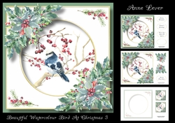 Beautiful Watercolour Bird At Christmas 3