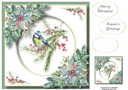 Beautiful Watercolour Bird At Christmas 1 8x8