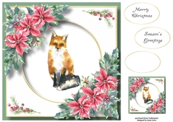 Beautiful Watercolour Fox At Christmas 8x8