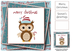 Merry Christmas Owls 4 8x8