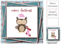 Merry Christmas Owls 3 8x8