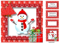 Christmas Snowman In Red 8x8