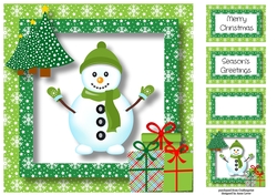 Christmas Snowman In Green 8x8