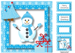 Christmas Snowman In Blue 8x8