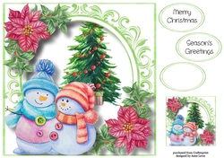 Happy Christmas Snowman Couple 8x8