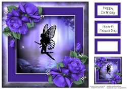 Beautiful Fairy Silhouette & Purple Roses 8x8