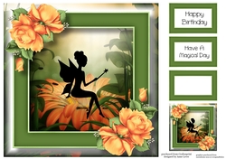 Beautiful Fairy Silhouette & Orange Roses 8x8