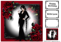 Gothic Red Rose Beauty 8x8