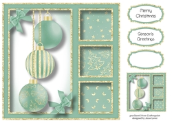 Gold Foil Baubles - Aqua 8x8