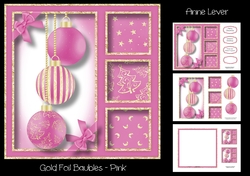 Gold Foil Baubles - Pink