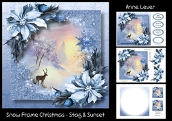 Snow Frame Christmas - Stag & Sunset