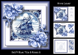 Delft Blue Tile & Roses 2