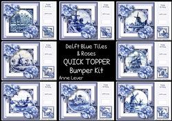 Delft Blue Tiles & Roses QUICK TOPPER Bumper Kit
