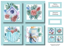 Birdhouse & Candle Christmas Quad Frame 8x8