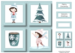 Winter Girls Christmas Quad Frame 8x8