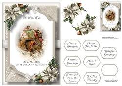 Beautiful Christmas Scene - One Horse Open Sleigh A5