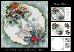 Gold Foil Transparent Christmas - Robin