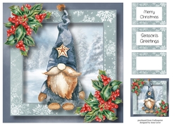 Christmas Gnome & Holly 1 8x8