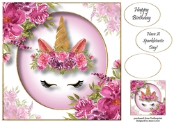 Floral Unicorn Crown 6 8x8