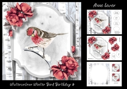 Watercolour Winter Bird Birthday 4