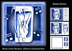 Music Lover Modern - iPhone & Earbuds blue