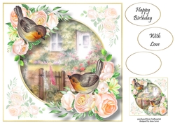 Robins At The Rose Cottage 8x8