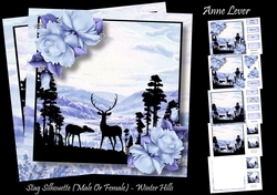 Stag Silhouette (Male Or Female) - Winter Hills
