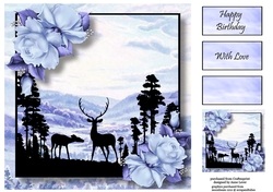 Stag Silhouette (Female) - Winter Hills 8x8