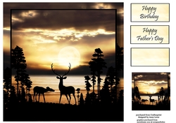 Stag Silhouette (Male) - Sunset 8x8