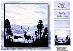 Stag Silhouette (Male) - Winter Hills 8x8