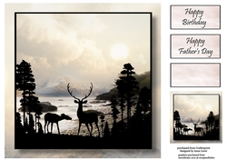 Stag Silhouette (Male) - The Waters Edge 8x8