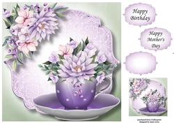Beautiful Bouquet Teacup & Saucer 2 8x8