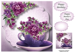 Beautiful Bouquet Teacup & Saucer 1 8x8