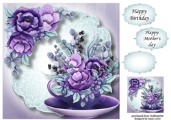 Beautiful Bouquet Teacup & Saucer 5 8x8