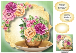 Beautiful Bouquet Teacup & Saucer 9 8x8