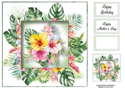 Gorgeous Watercolour Florals 16 8x8