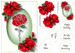 Faux Paper Cut Single Red Rose A5
