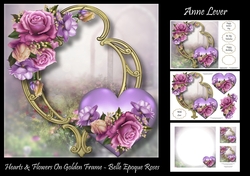 Hearts & Flowers On Golden Frame - Belle Epoque Roses