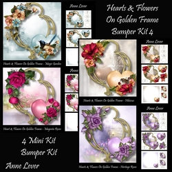 Hearts & Flowers On Golden Frame Bumper Kit 4