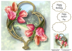Gorgeous Flowers On Golden Frame - Tulips 8x8