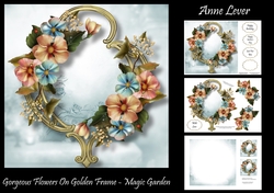 Gorgeous Flowers On Golden Frame - Magic Garden