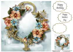 Gorgeous Flowers On Golden Frame - Magic Garden 8x8