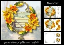 Gorgeous Flowers On Golden Frame - Daffodils