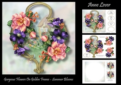 Gorgeous Flowers On Golden Frame - Summer Bouquet