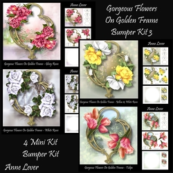 Gorgeous Flowers On Golden Frame Bumper kit 3